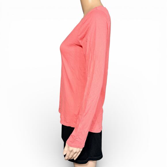 Old Navy Womens T Shirt Top Relaxed Long Sleeve Pullover V Neck Coral Pink Small - Picture 4 of 9